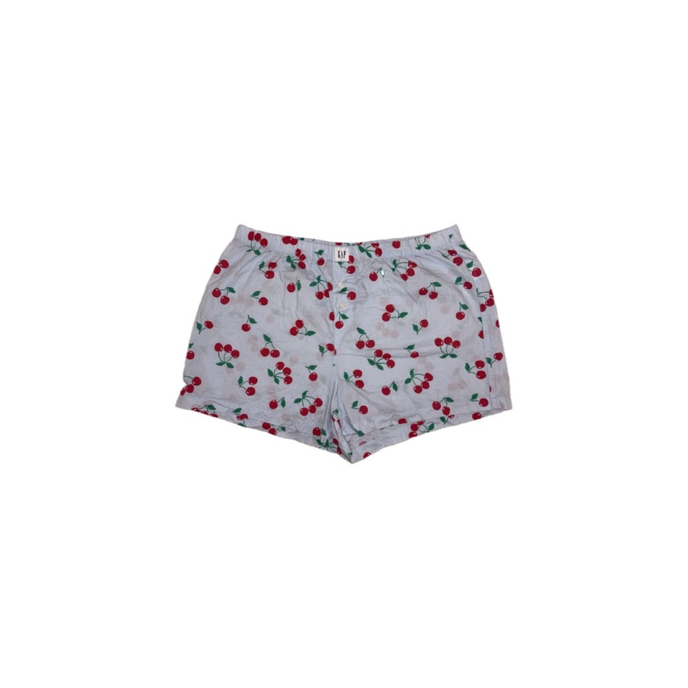 GAP Body Women's Cherry Print Pajama Shorts in Blue, White, and Red - Small